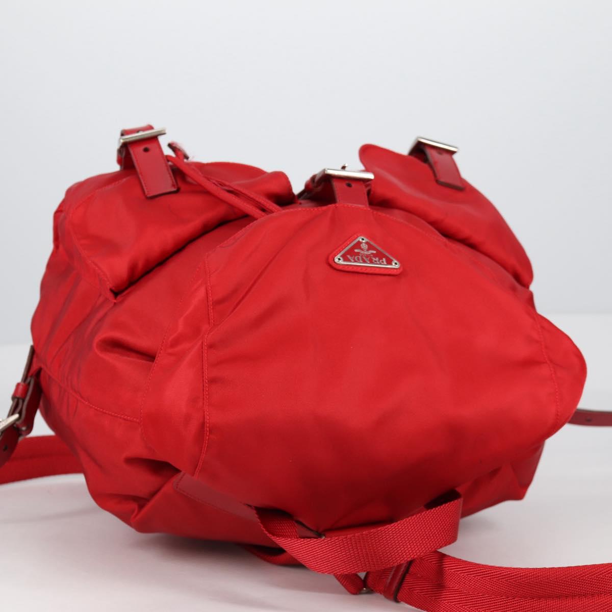 PRADA Backpack Nylon Red Silver Auth 137676