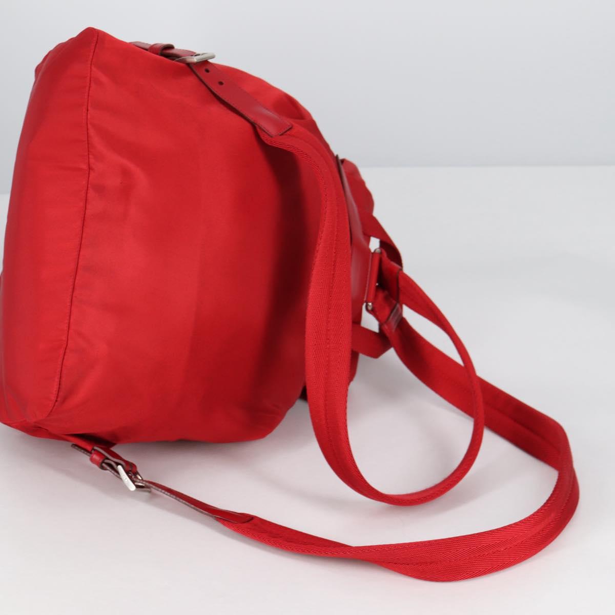 PRADA Backpack Nylon Red Silver Auth 137676