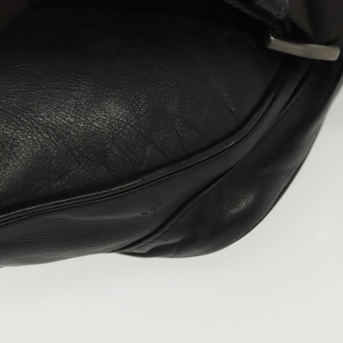 BOTTEGA VENETA INTRECCIATO Waist Bag Leather Black Silver Auth 137678