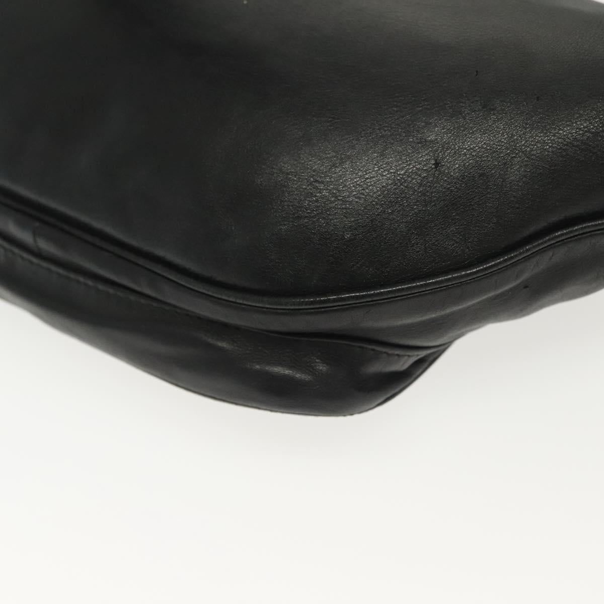 BOTTEGA VENETA INTRECCIATO Waist Bag Leather Black Silver Auth 137678