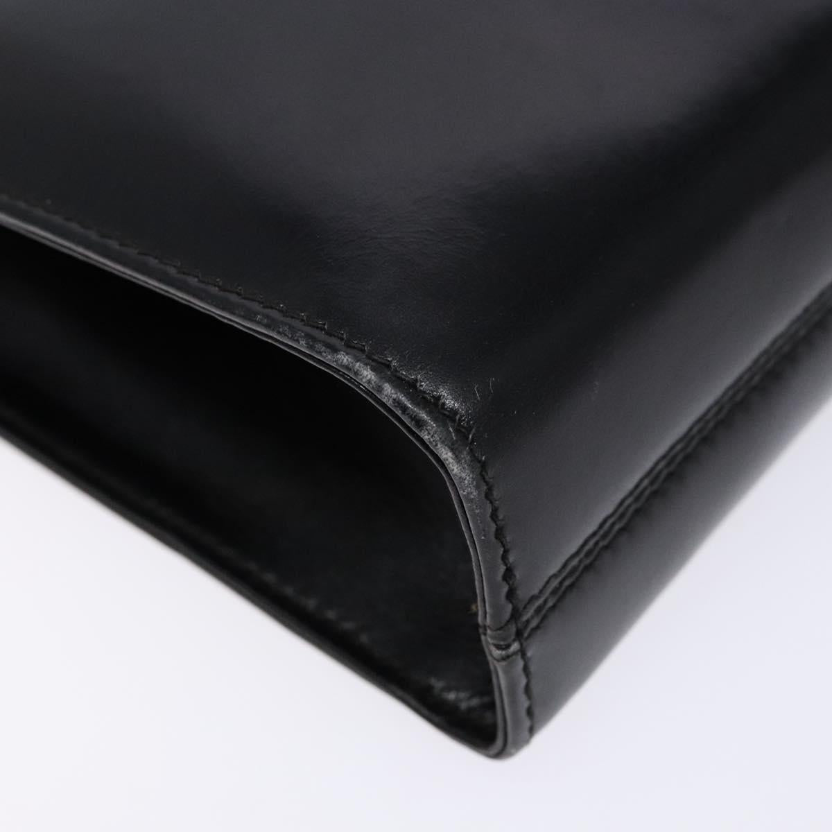 Salvatore Ferragamo Gancini Chain Shoulder Bag Leather Black Gold Auth 137680