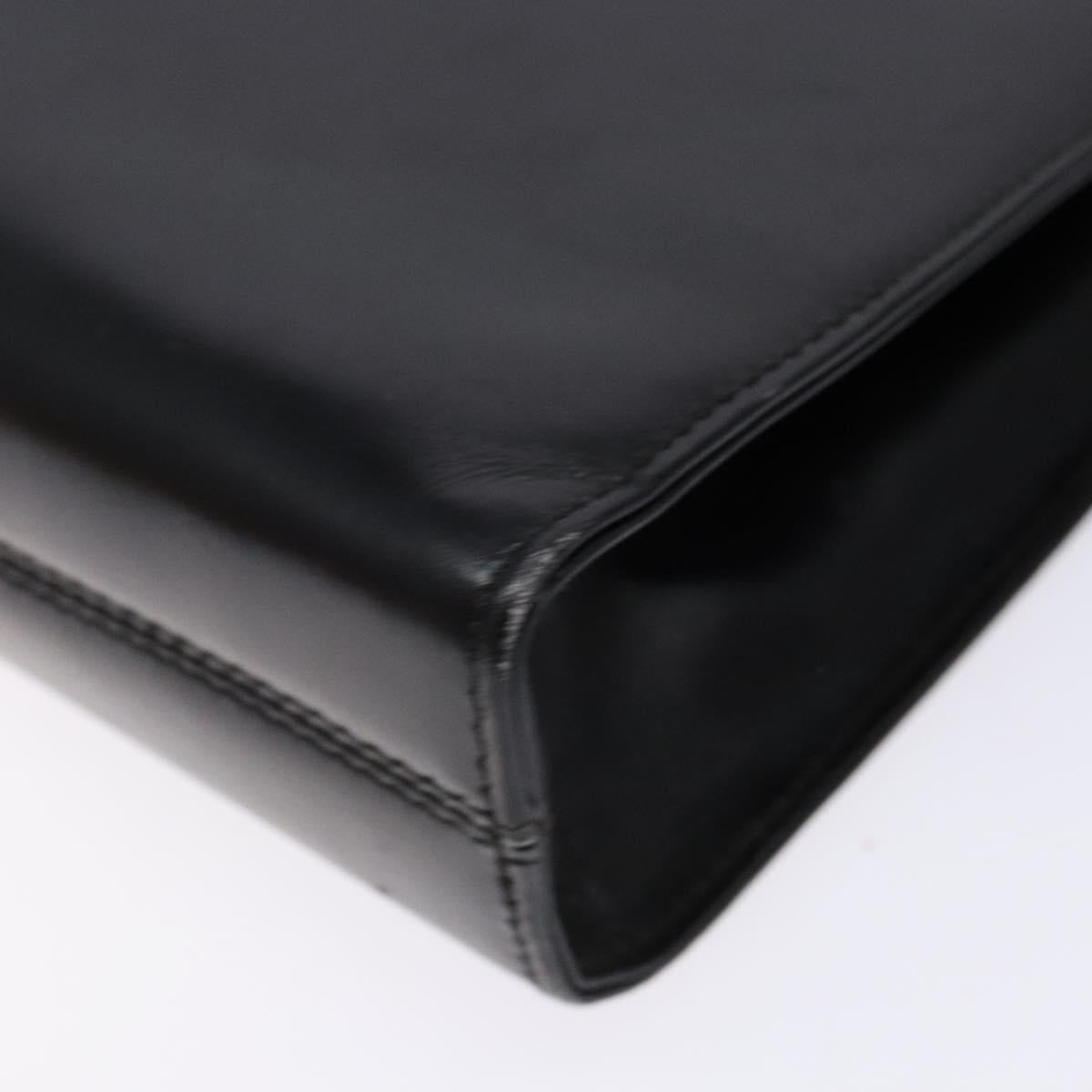 Salvatore Ferragamo Gancini Chain Shoulder Bag Leather Black Gold Auth 137680