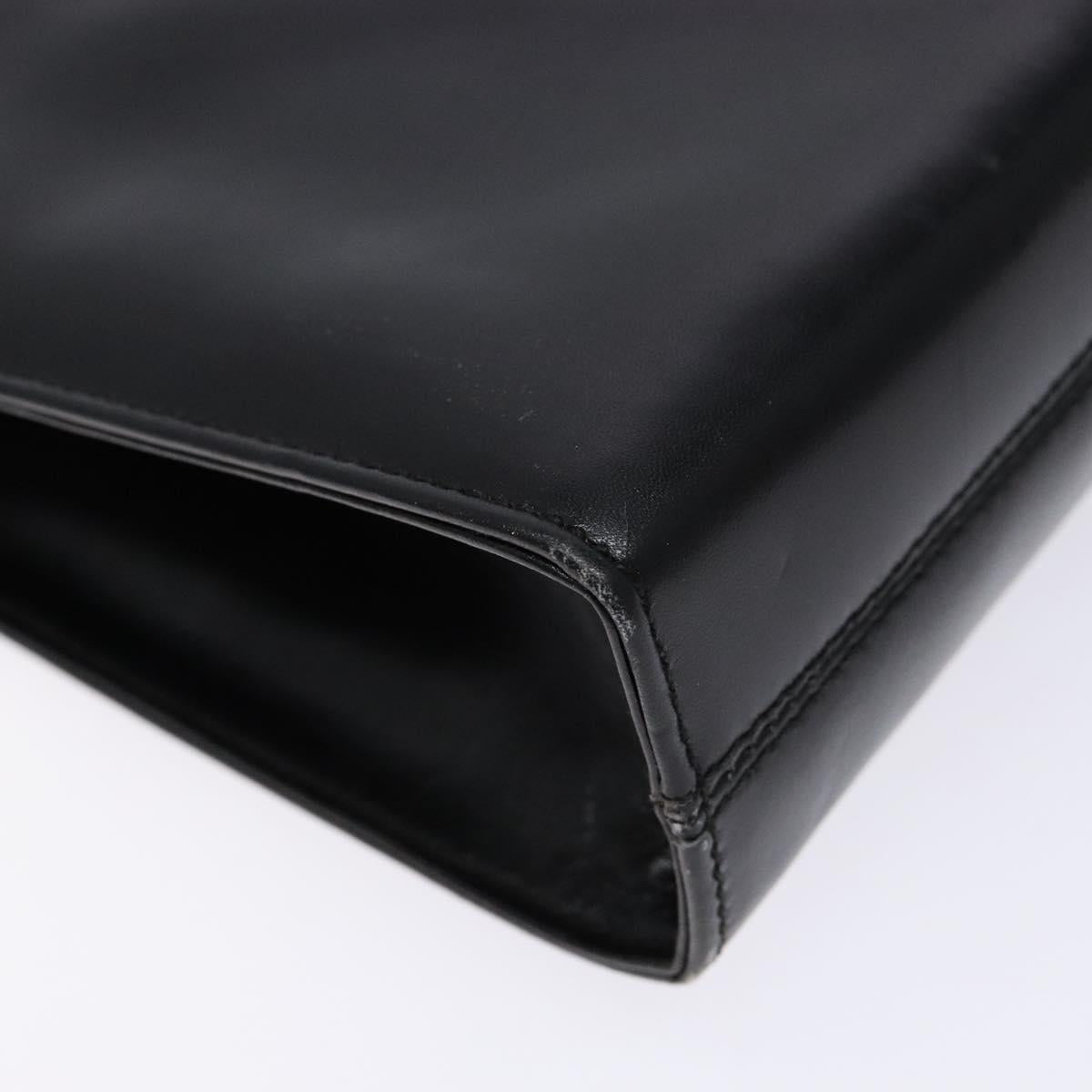 Salvatore Ferragamo Gancini Chain Shoulder Bag Leather Black Gold Auth 137680