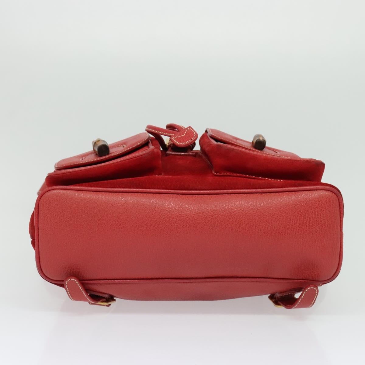 GUCCI Bamboo Backpack Suede Red Gold 003 2058 0016 Auth 137695