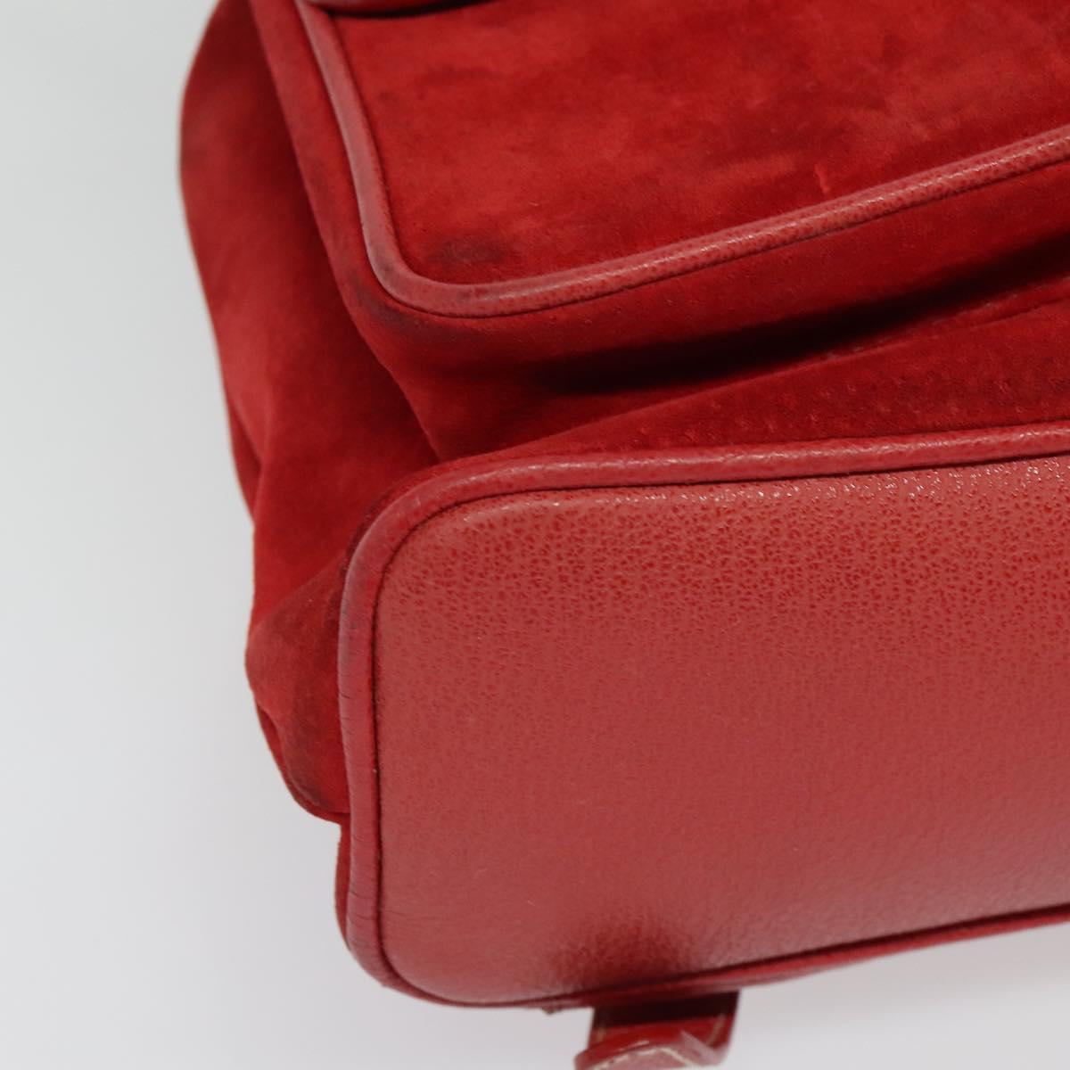 GUCCI Bamboo Backpack Suede Red Gold 003 2058 0016 Auth 137695