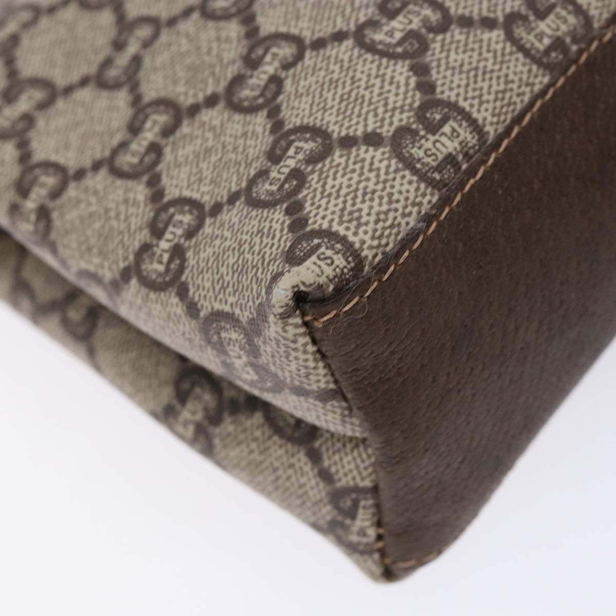 GUCCI GG Plus Supreme Shoulder Bag PVC Beige Gold Auth 137701