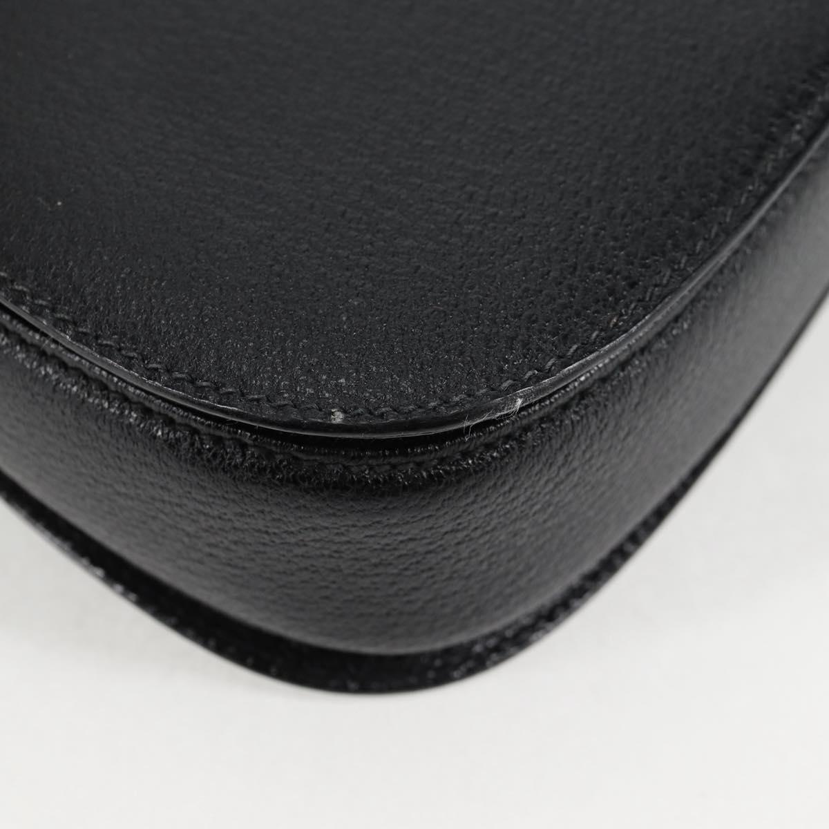 GUCCI Bamboo Hand Bag Leather Black Gold 001 1781 1577 0 Auth 137706A