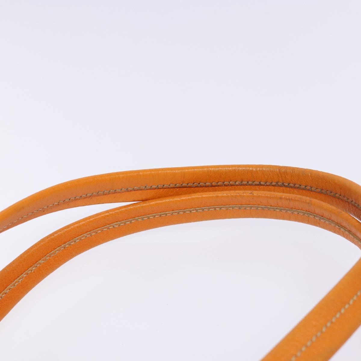 PRADA Hand Bag Canvas Beige Silver Auth 137717