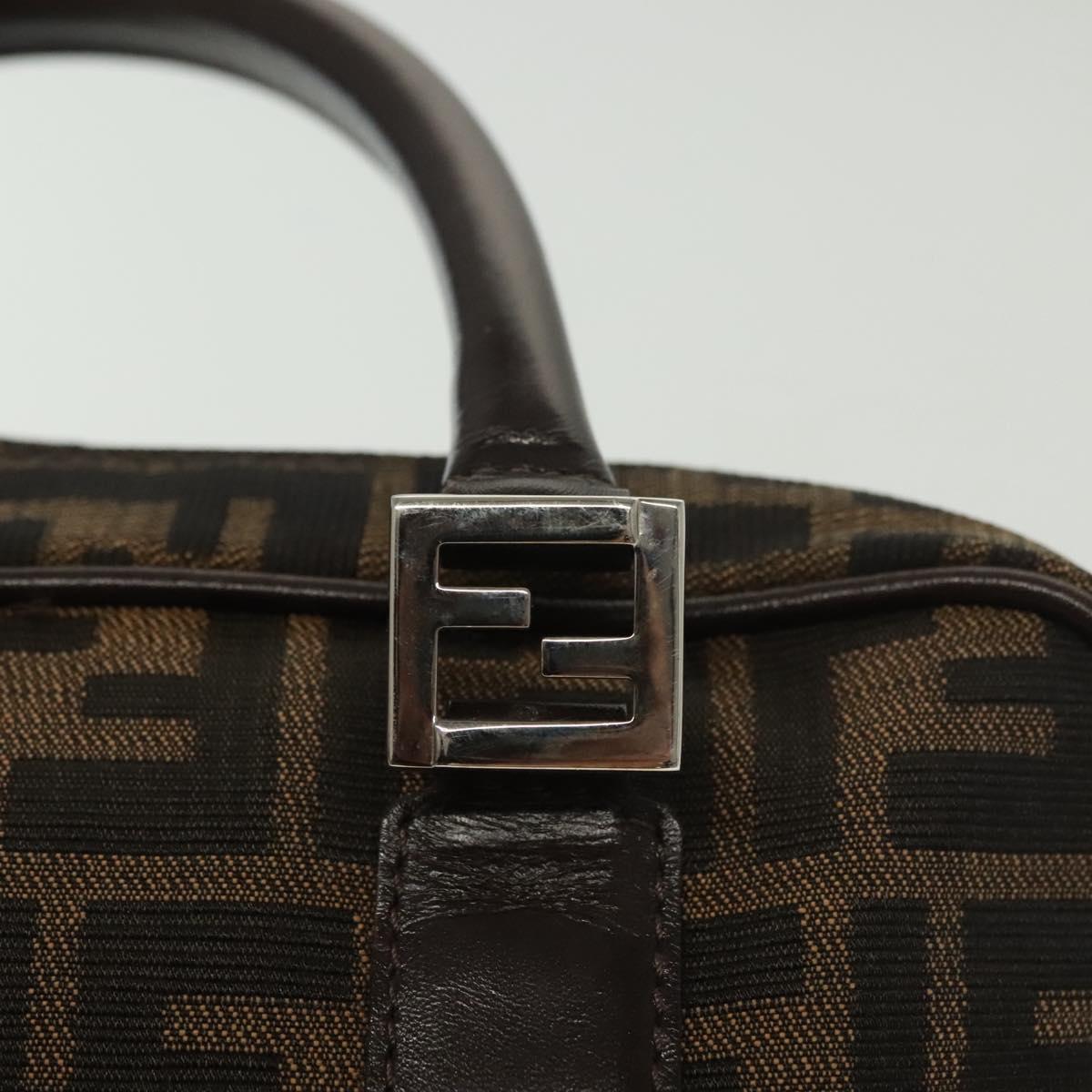 FENDI Zucca Canvas Hand Bag Brown Black Auth 137721