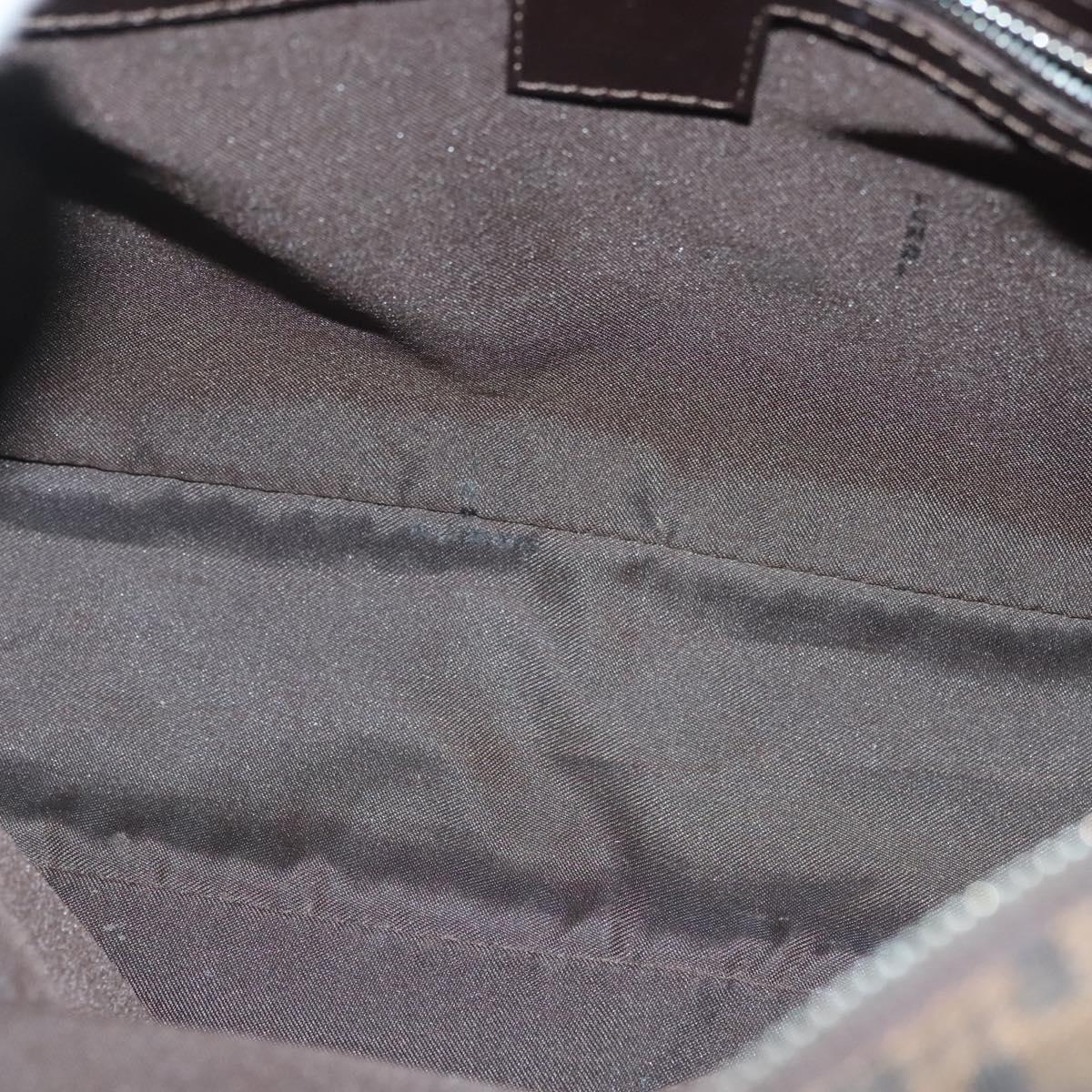 FENDI Zucca Canvas Hand Bag Brown Black Auth 137721
