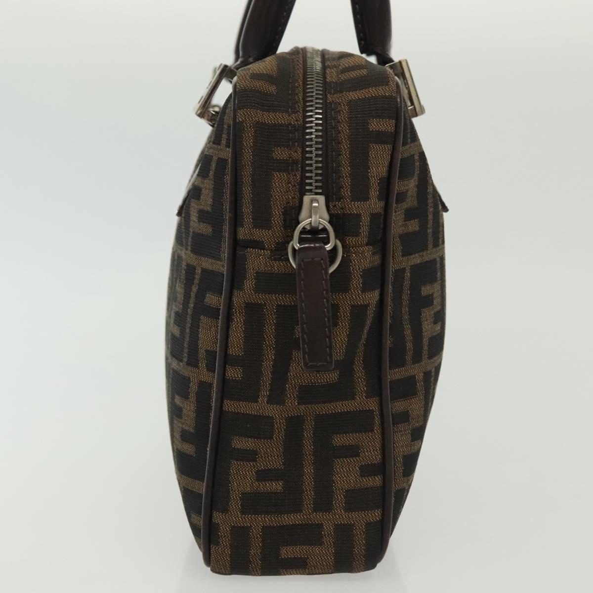 FENDI Zucca Canvas Hand Bag Brown Black Auth 137721