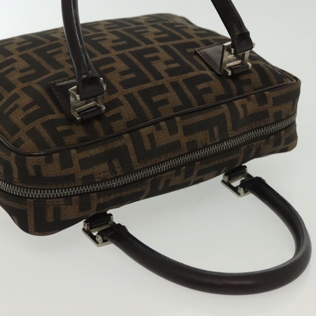 FENDI Zucca Canvas Hand Bag Brown Black Auth 137721
