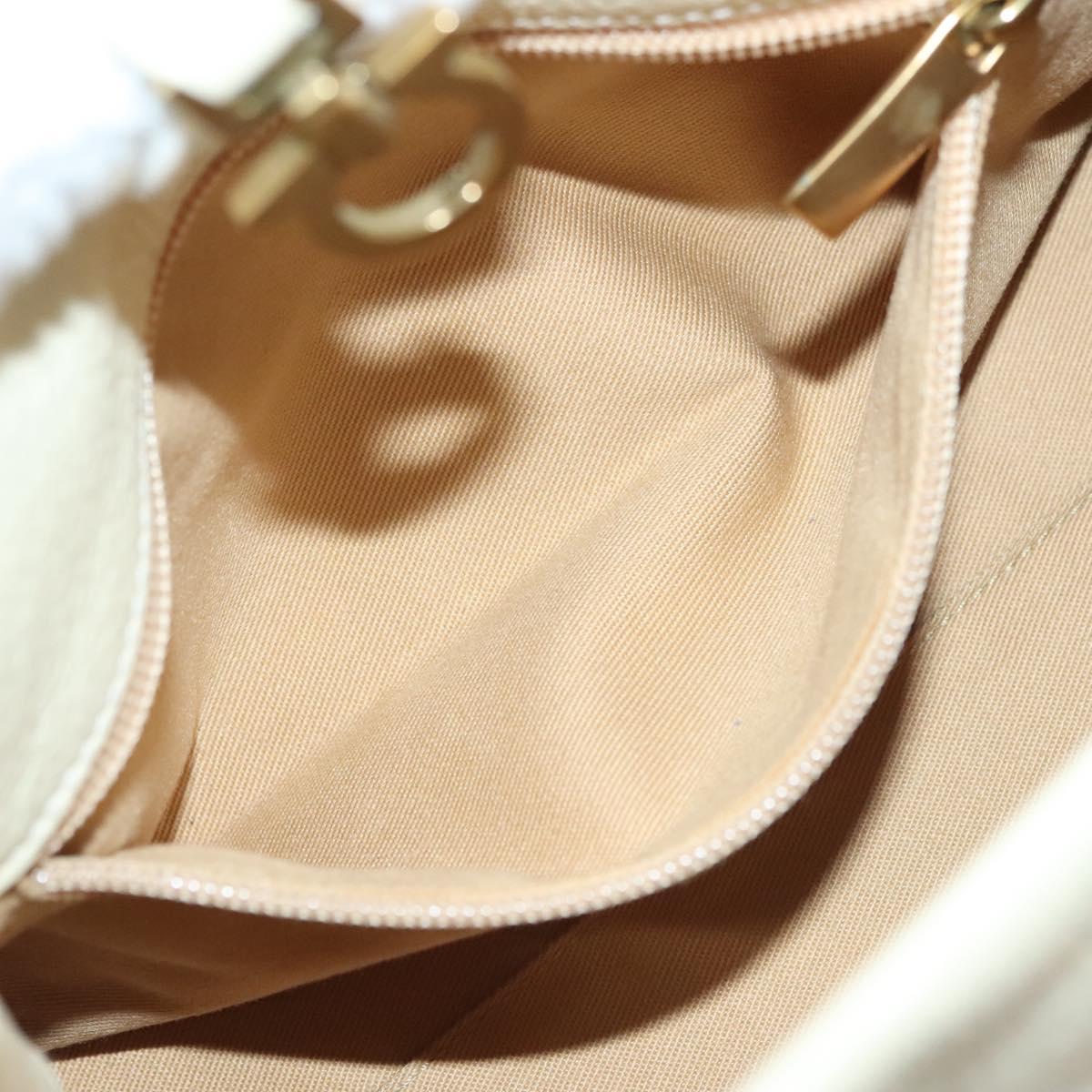 Salvatore Ferragamo Gancini Shoulder Bag Leather White Gold Auth 137725