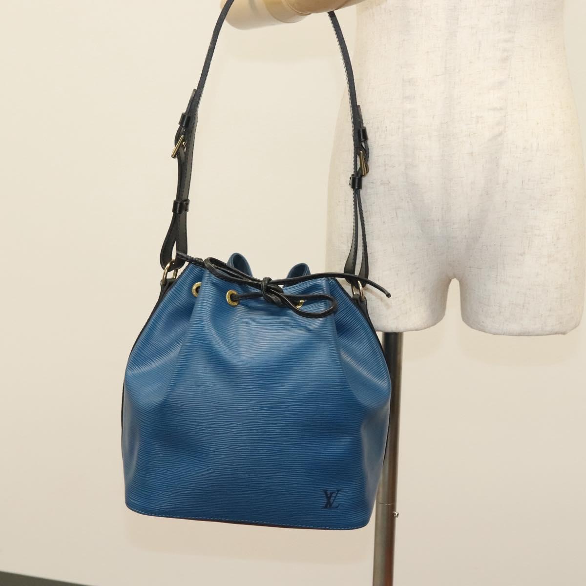 LOUIS VUITTON Epi Petit Noe Shoulder Bag Bicolor Black Blue M44152 Auth 137735