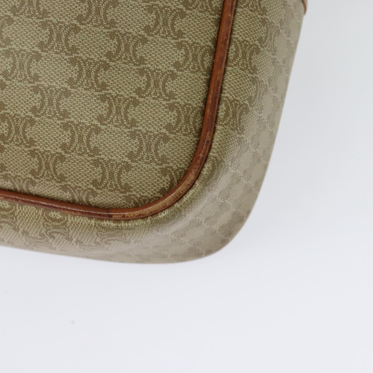 CELINE Macadam Canvas Shoulder Bag PVC Beige Gold Auth 137747