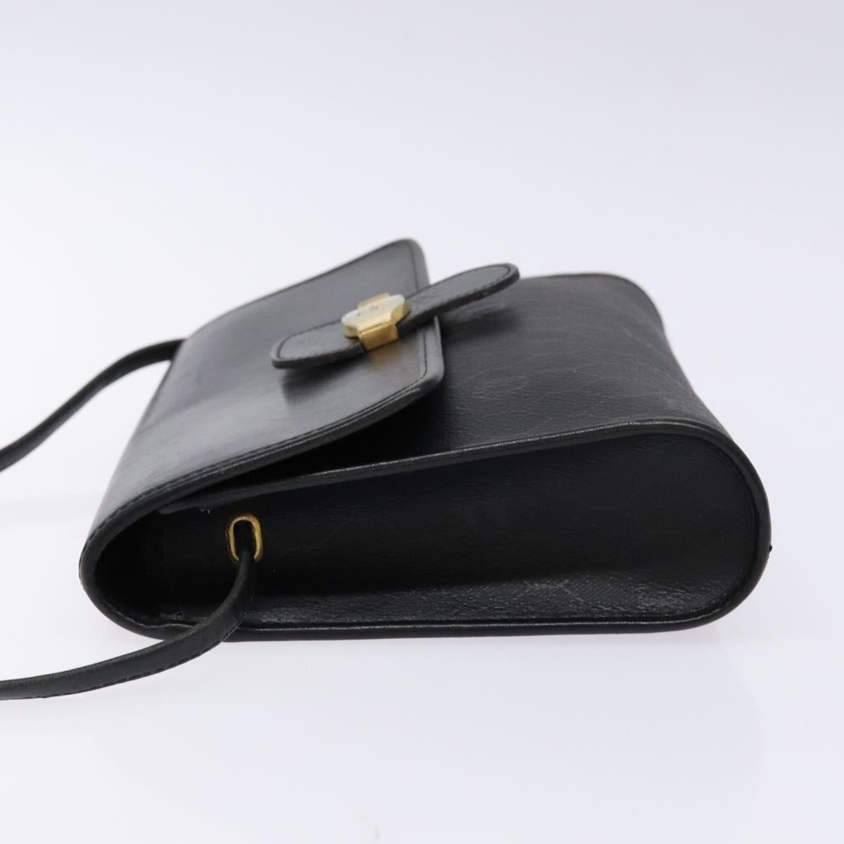 Christian Dior Honeycomb Canvas Shoulder Bag PVC Black Gold Auth 137748