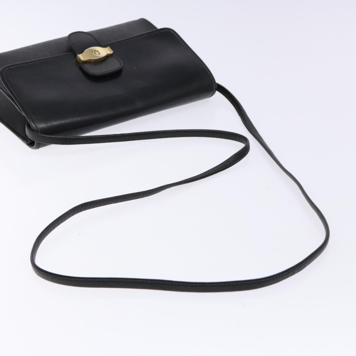 Christian Dior Honeycomb Canvas Shoulder Bag PVC Black Gold Auth 137748