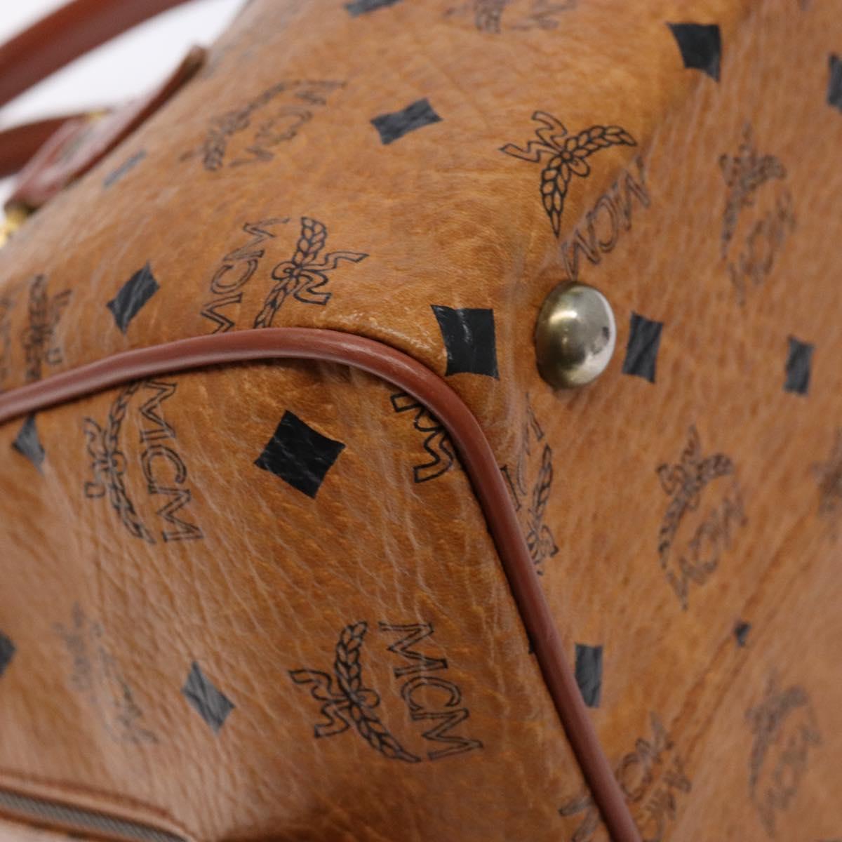 MCM Logogram Vicetos Hand Bag PVC Leather Brown Gold Auth 137750
