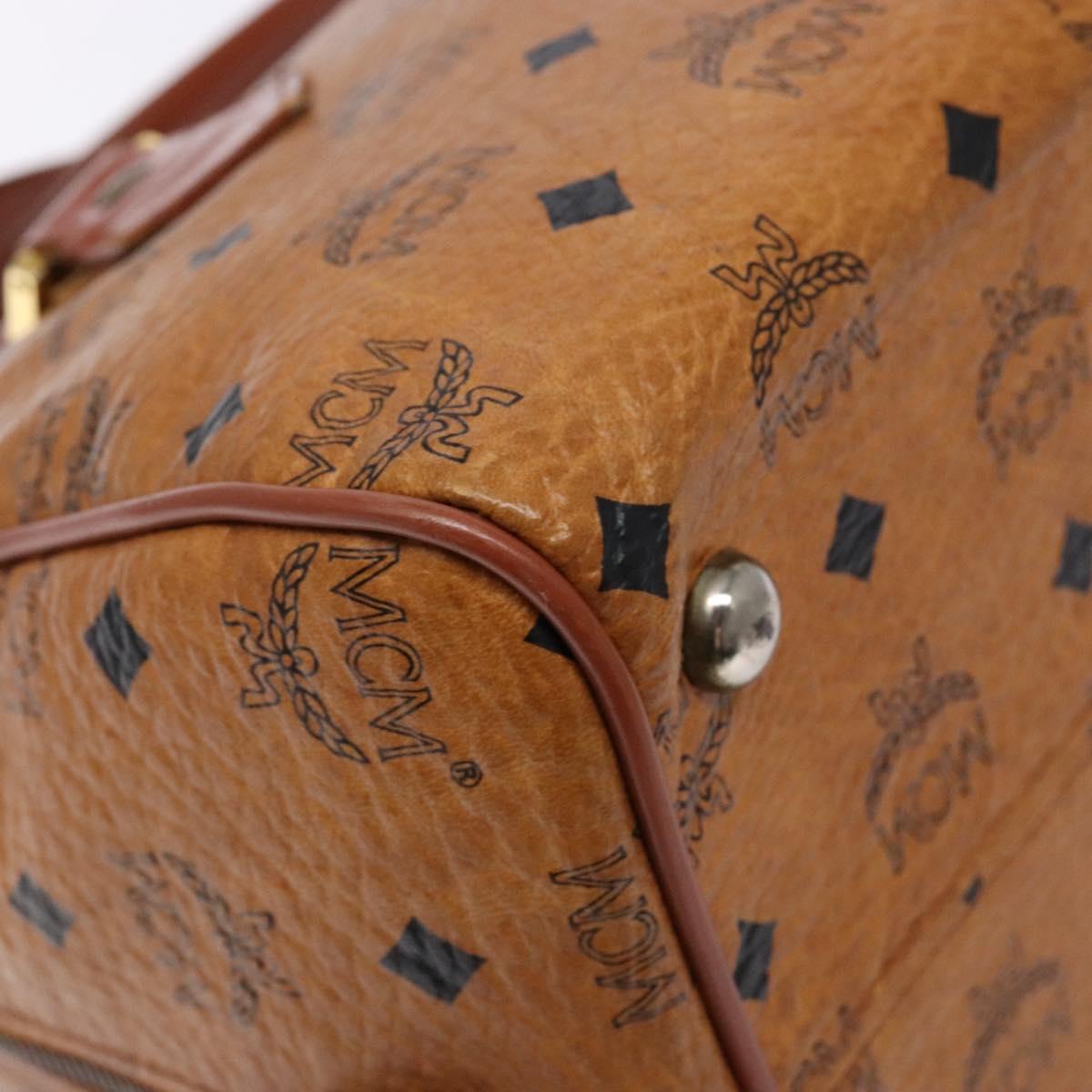 MCM Logogram Vicetos Hand Bag PVC Leather Brown Gold Auth 137750