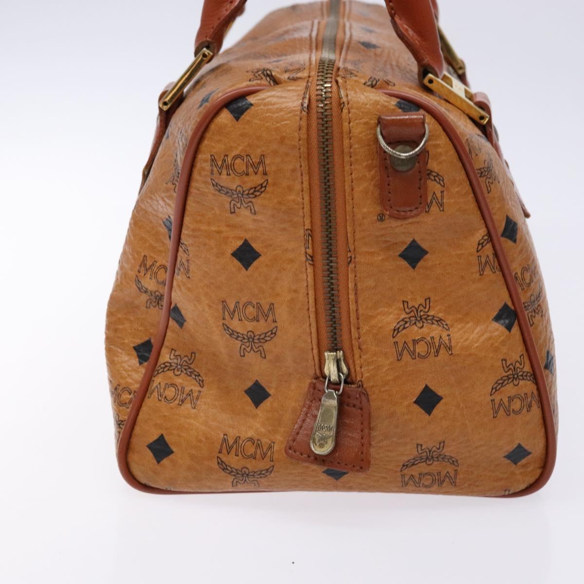MCM Logogram Vicetos Hand Bag PVC Leather Brown Gold Auth 137750