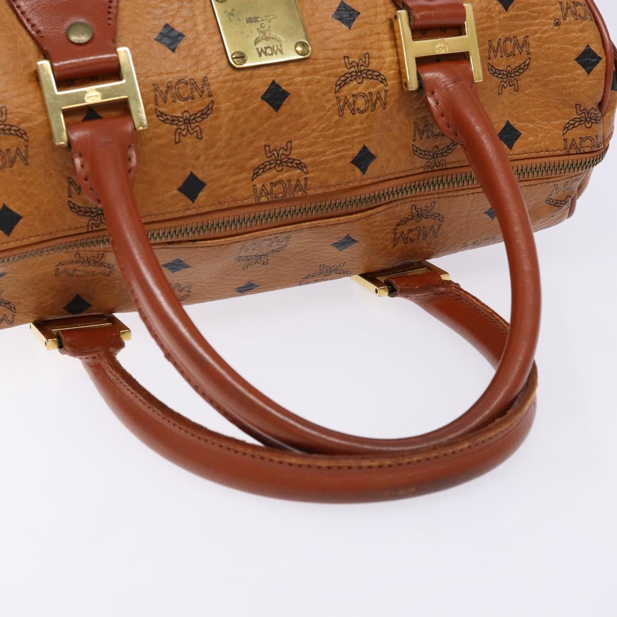 MCM Logogram Vicetos Hand Bag PVC Leather Brown Gold Auth 137750