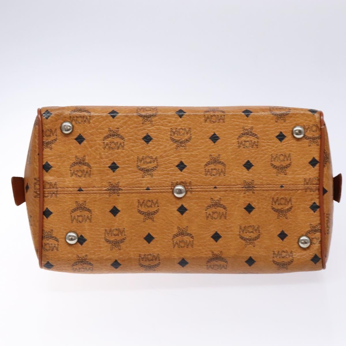 MCM Logogram Vicetos Hand Bag PVC Leather Brown Gold Auth 137750