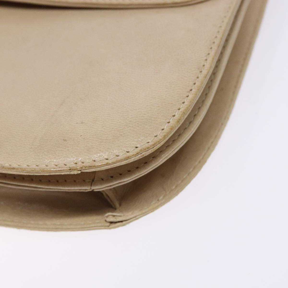 PRADA Chain Shoulder Bag Leather plastic Beige Silver Auth 137752