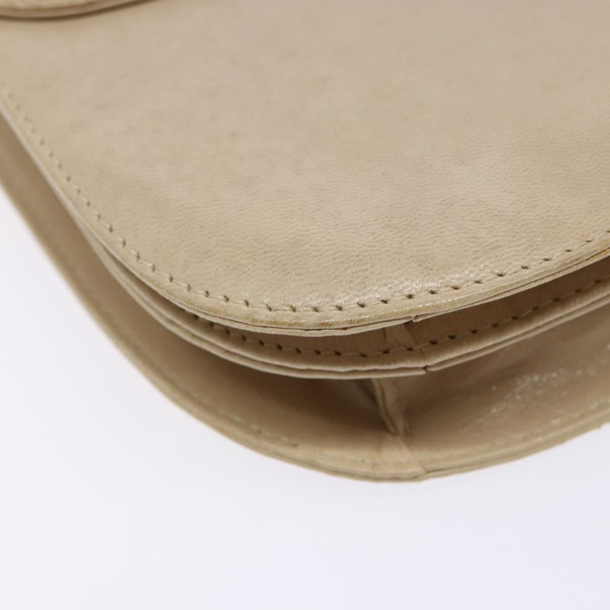 PRADA Chain Shoulder Bag Leather plastic Beige Silver Auth 137752