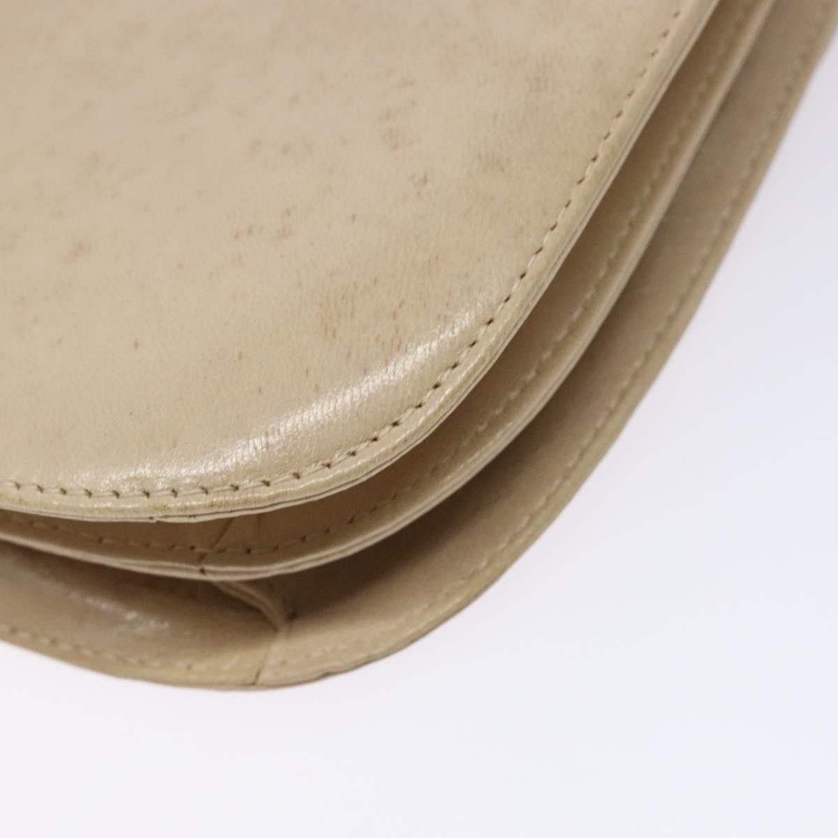 PRADA Chain Shoulder Bag Leather plastic Beige Silver Auth 137752