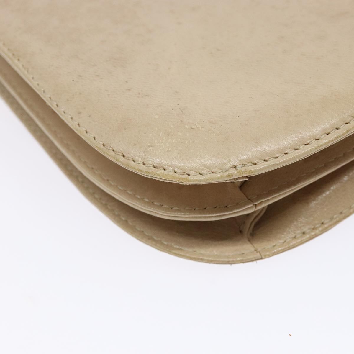 PRADA Chain Shoulder Bag Leather plastic Beige Silver Auth 137752