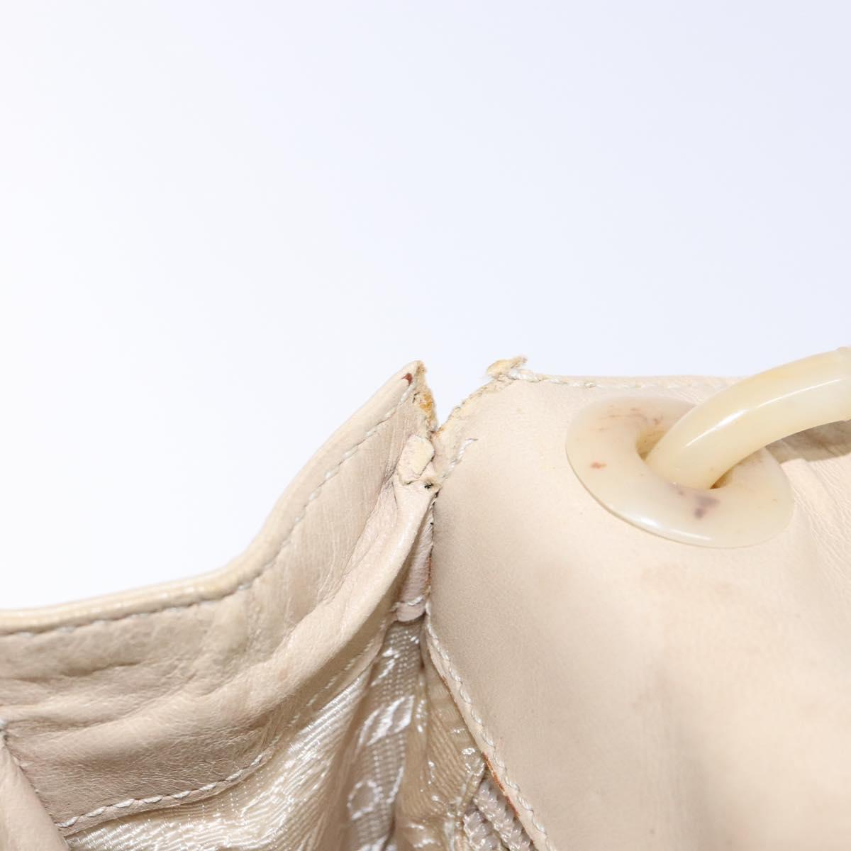 PRADA Chain Shoulder Bag Leather plastic Beige Silver Auth 137752