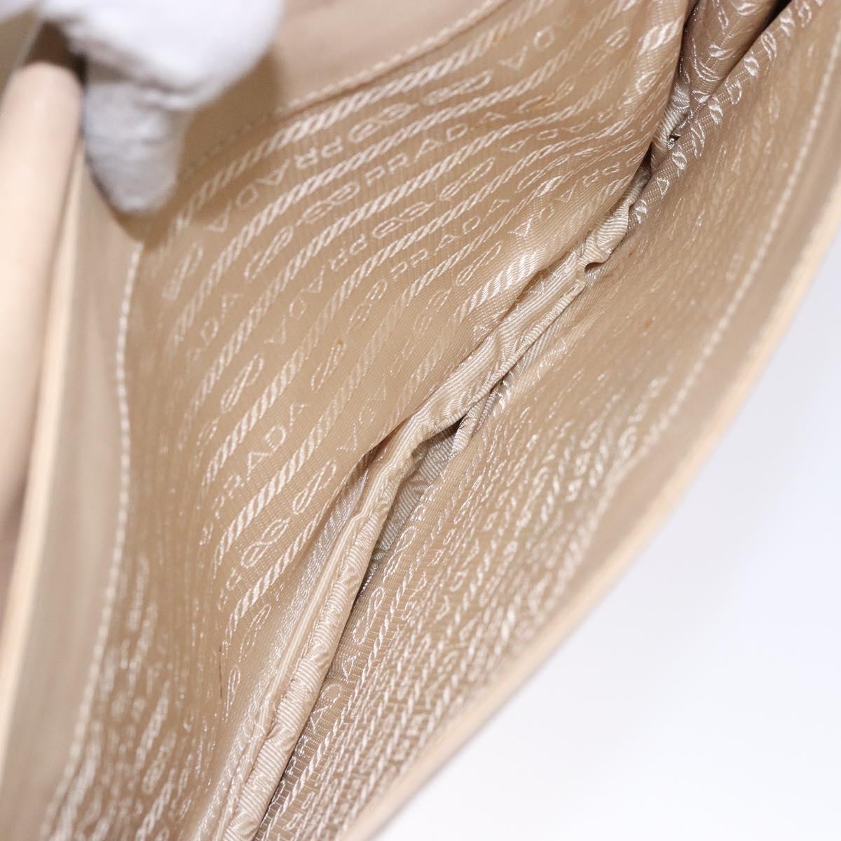 PRADA Chain Shoulder Bag Leather plastic Beige Silver Auth 137752