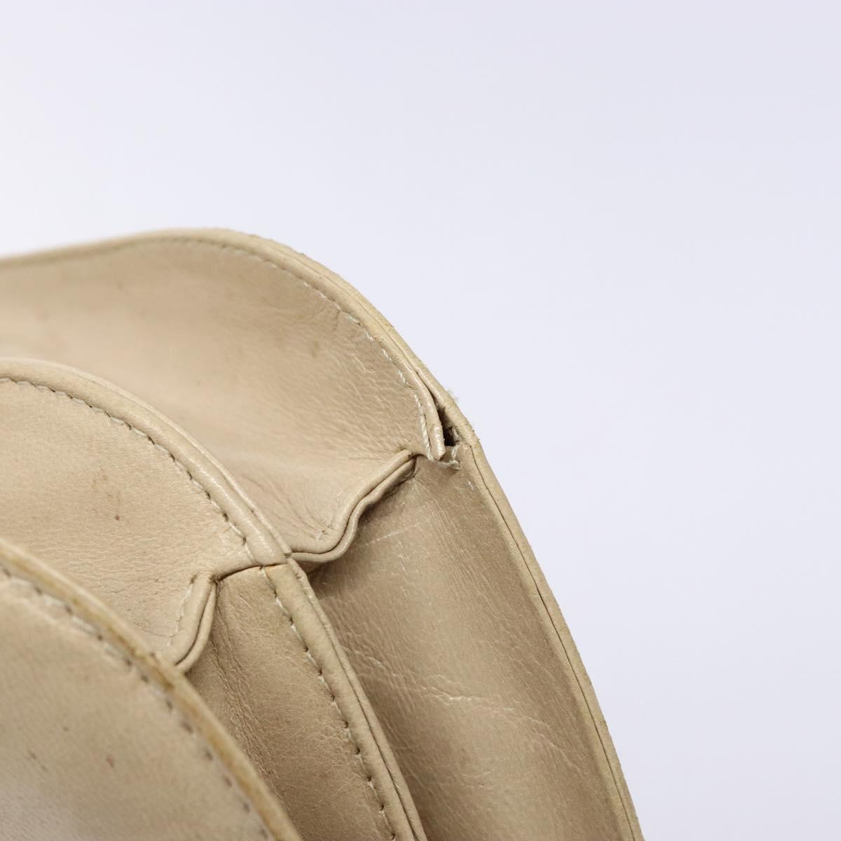 PRADA Chain Shoulder Bag Leather plastic Beige Silver Auth 137752