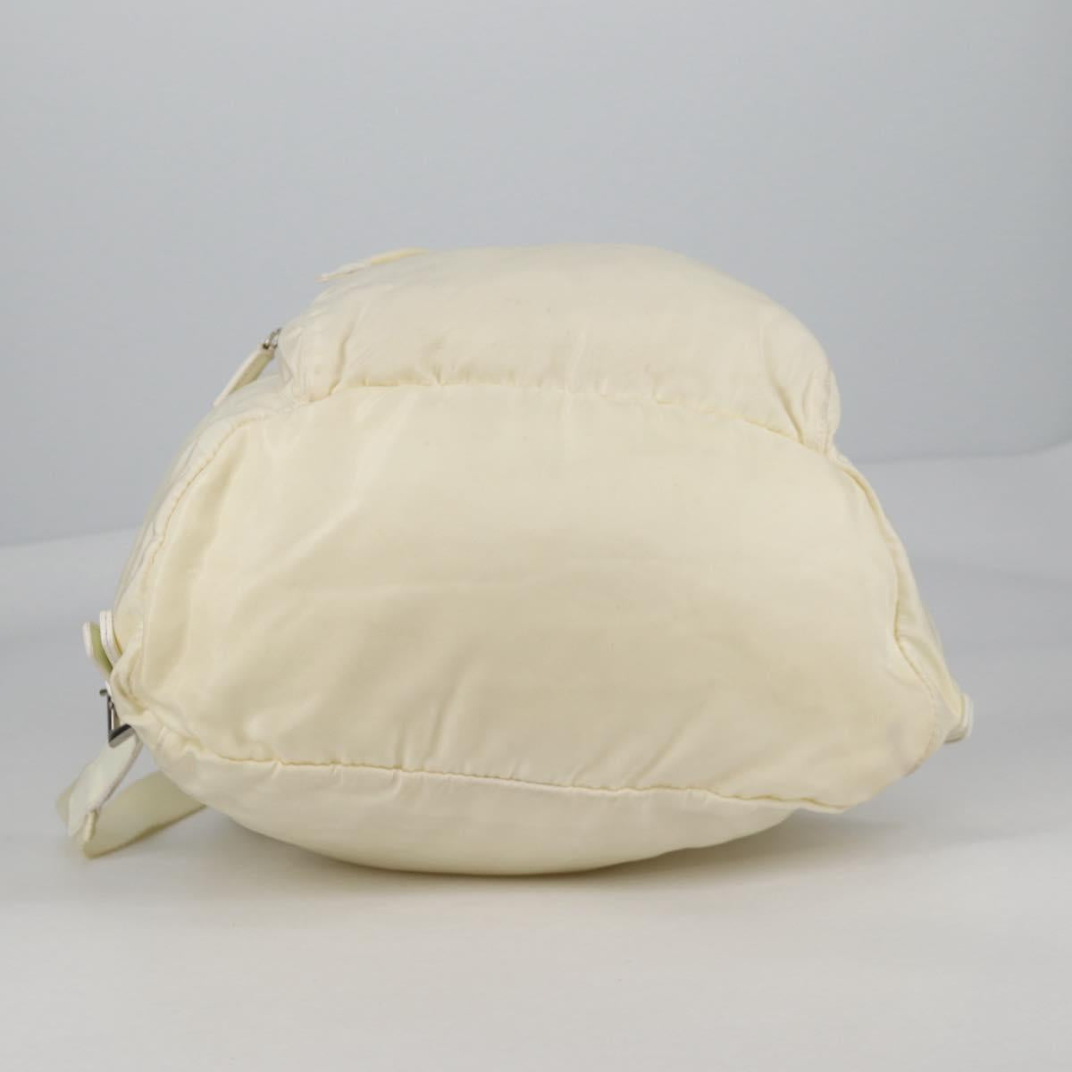 PRADA Backpack Nylon Cream Silver Auth 137765