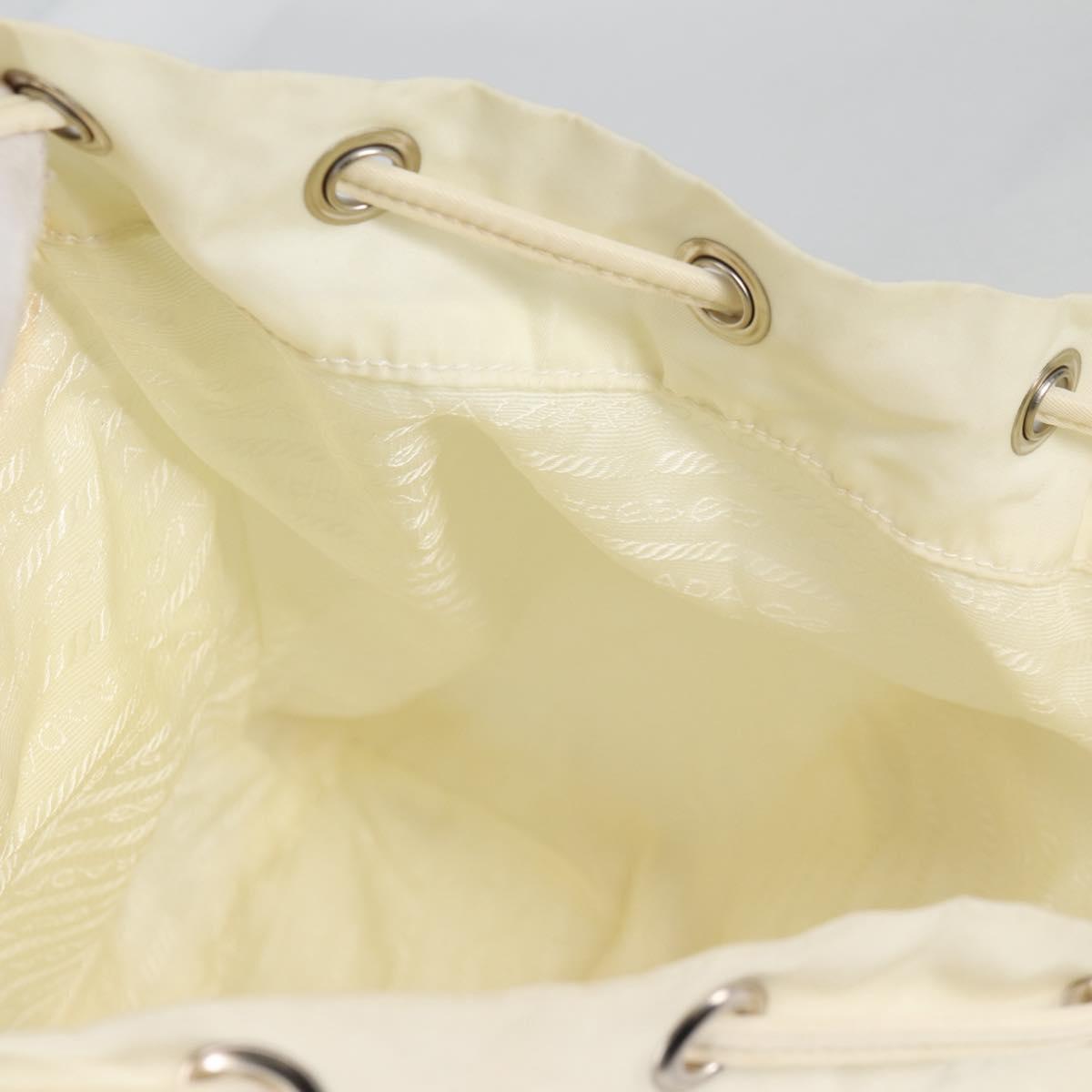 PRADA Backpack Nylon Cream Silver Auth 137765