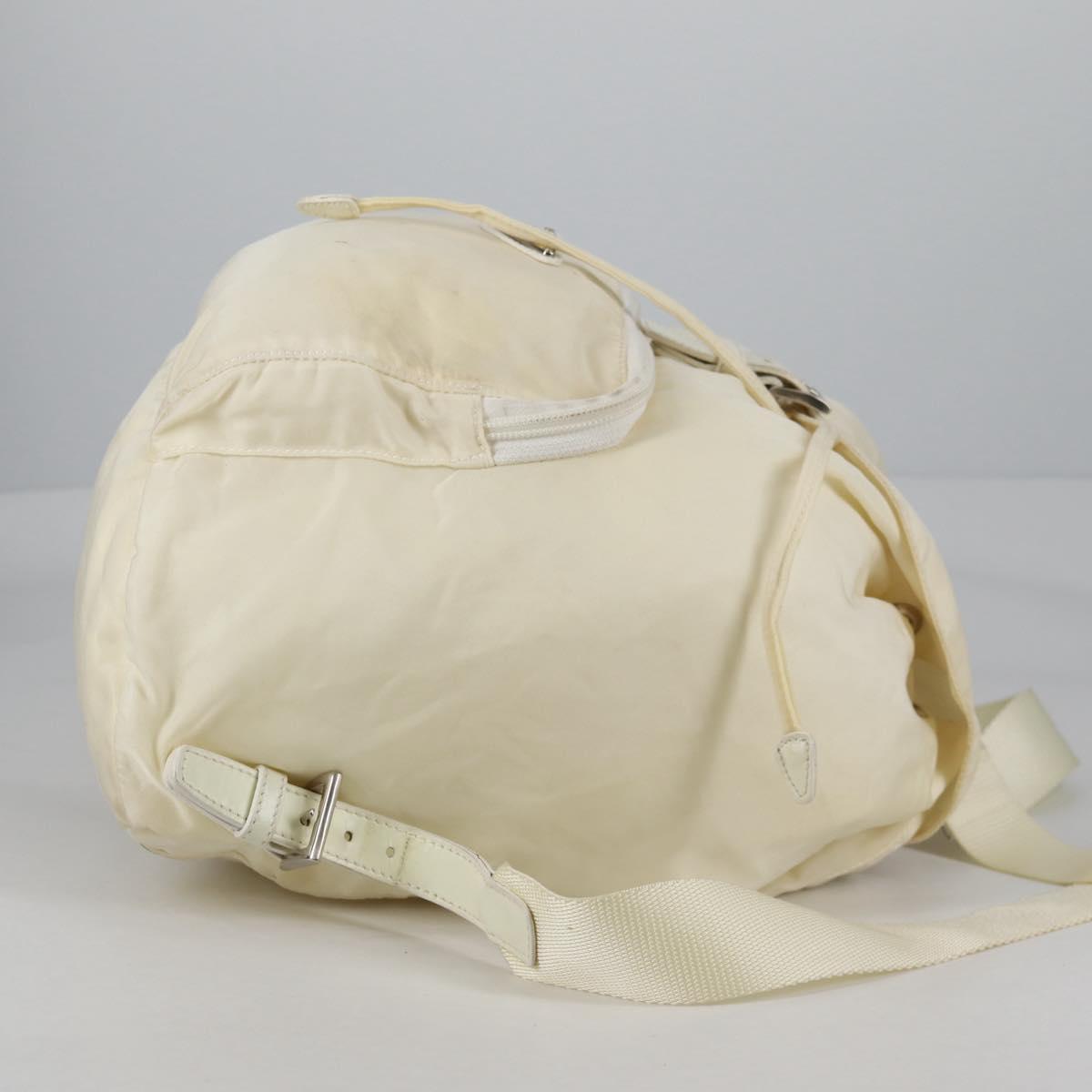 PRADA Backpack Nylon Cream Silver Auth 137765