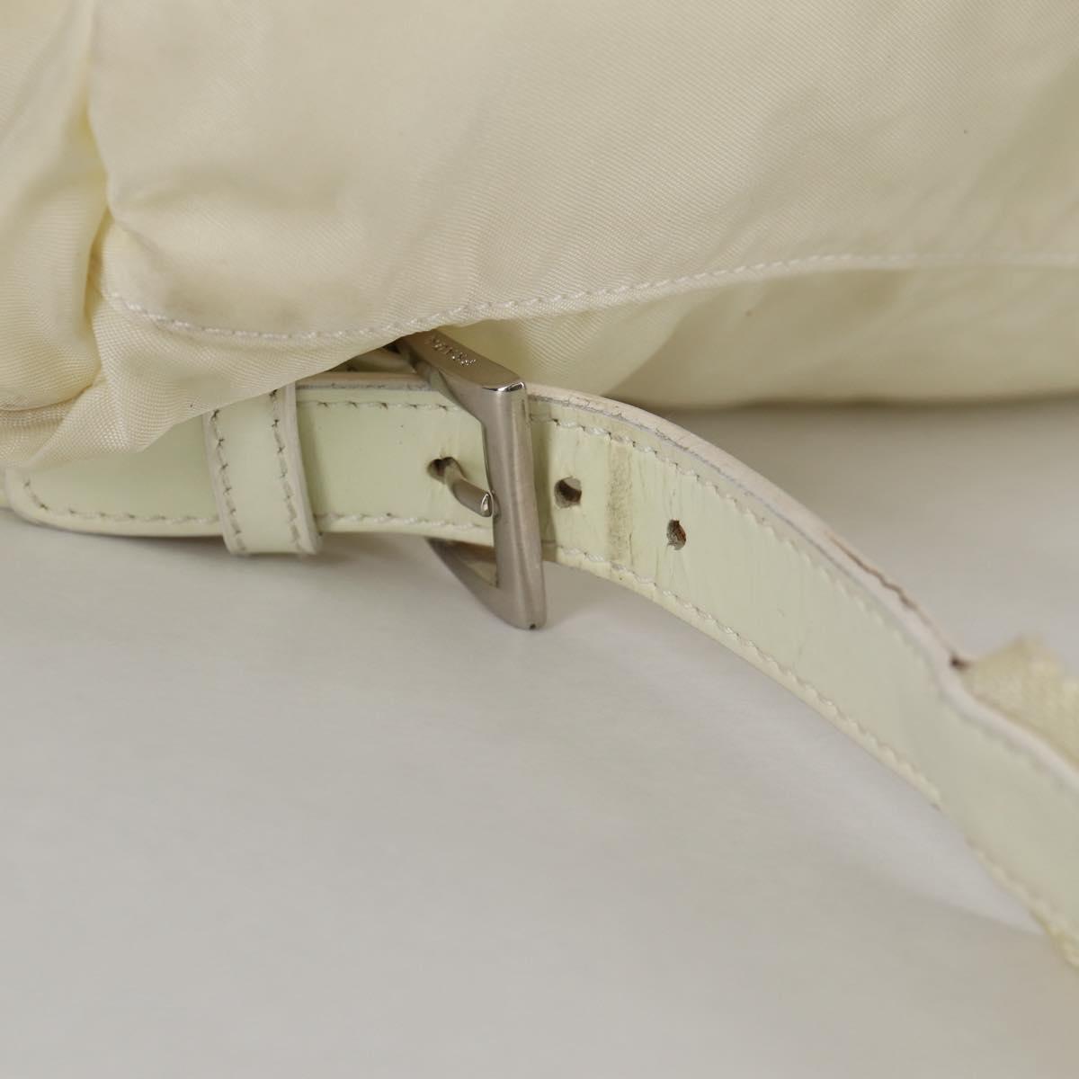 PRADA Backpack Nylon Cream Silver Auth 137765