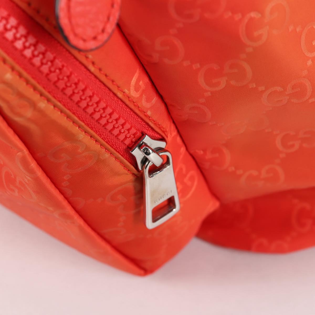GUCCI GG Canvas Backpack Nylon Orange Silver 406361 Auth 137809