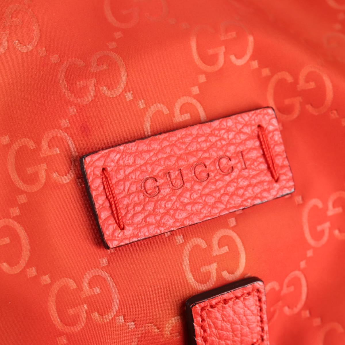 GUCCI GG Canvas Backpack Nylon Orange Silver 406361 Auth 137809