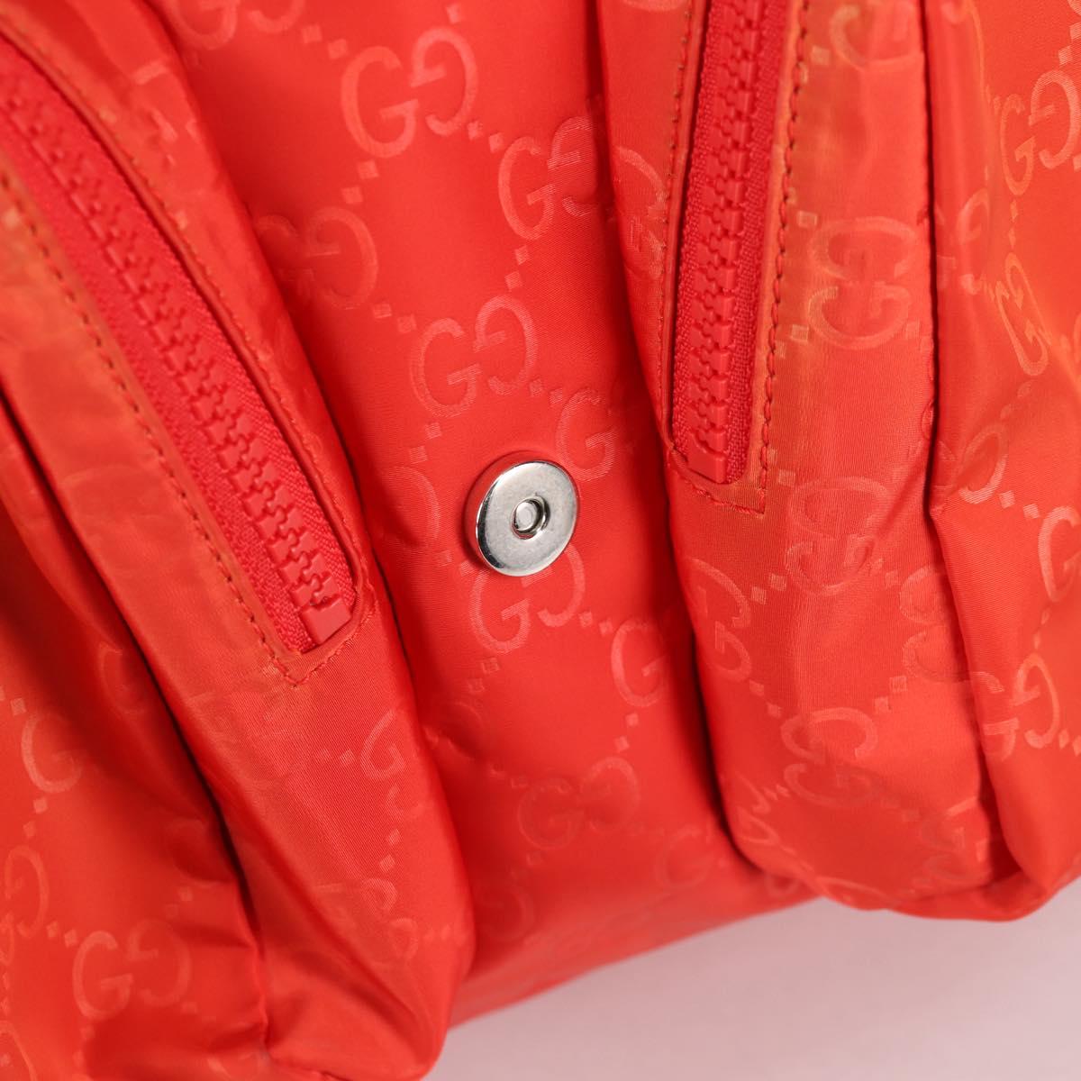 GUCCI GG Canvas Backpack Nylon Orange Silver 406361 Auth 137809