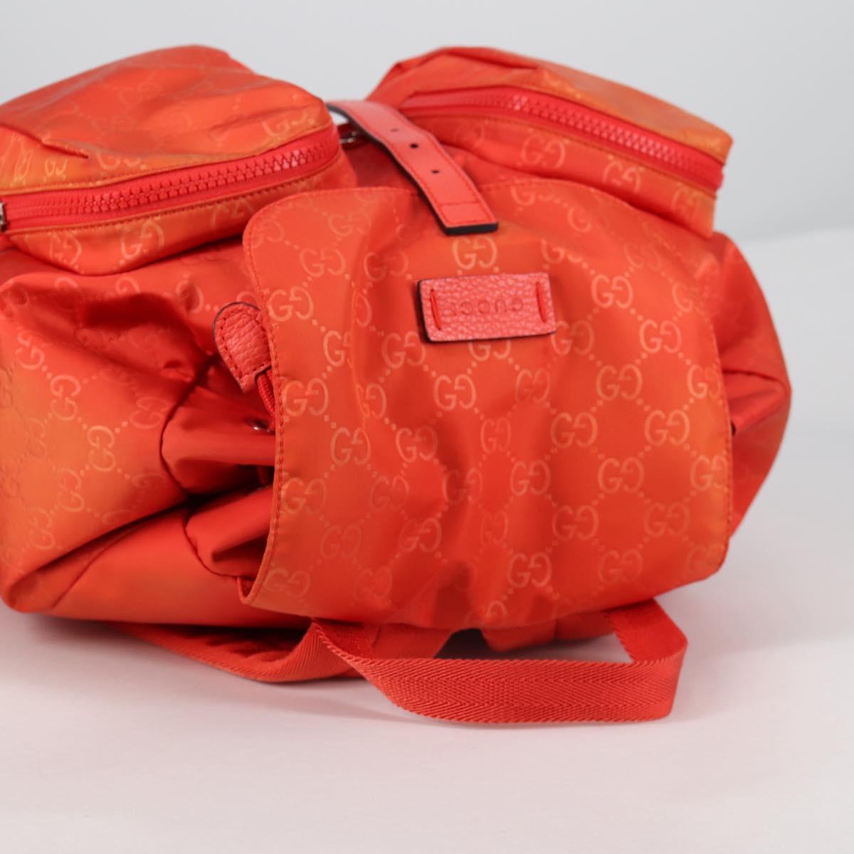 GUCCI GG Canvas Backpack Nylon Orange Silver 406361 Auth 137809