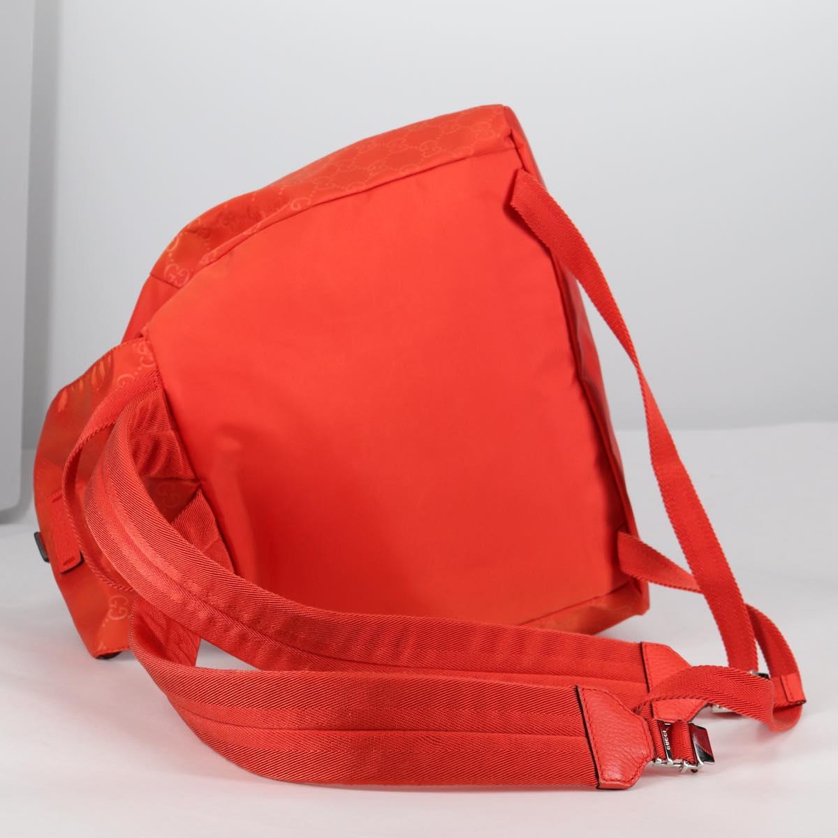 GUCCI GG Canvas Backpack Nylon Orange Silver 406361 Auth 137809