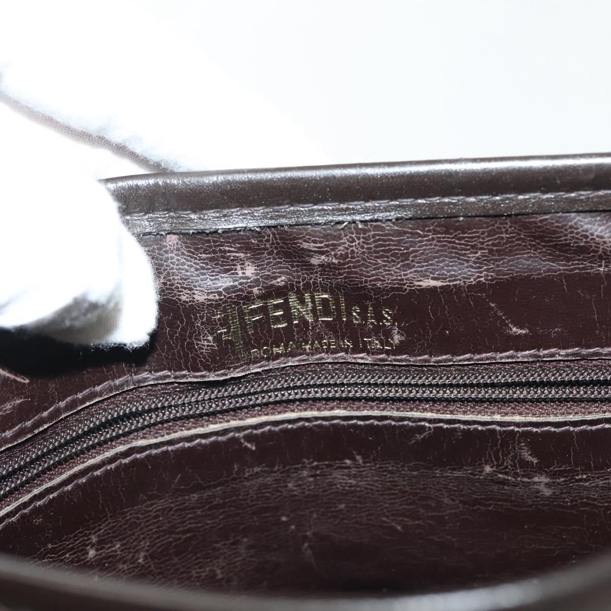 FENDI Zucca Canvas Shoulder Bag Vintage Black Brown Auth 137812