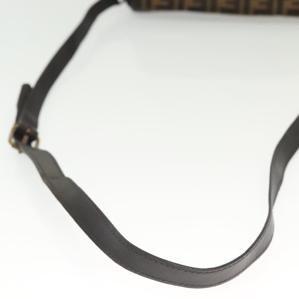 FENDI Zucca Canvas Shoulder Bag Vintage Black Brown Auth 137812