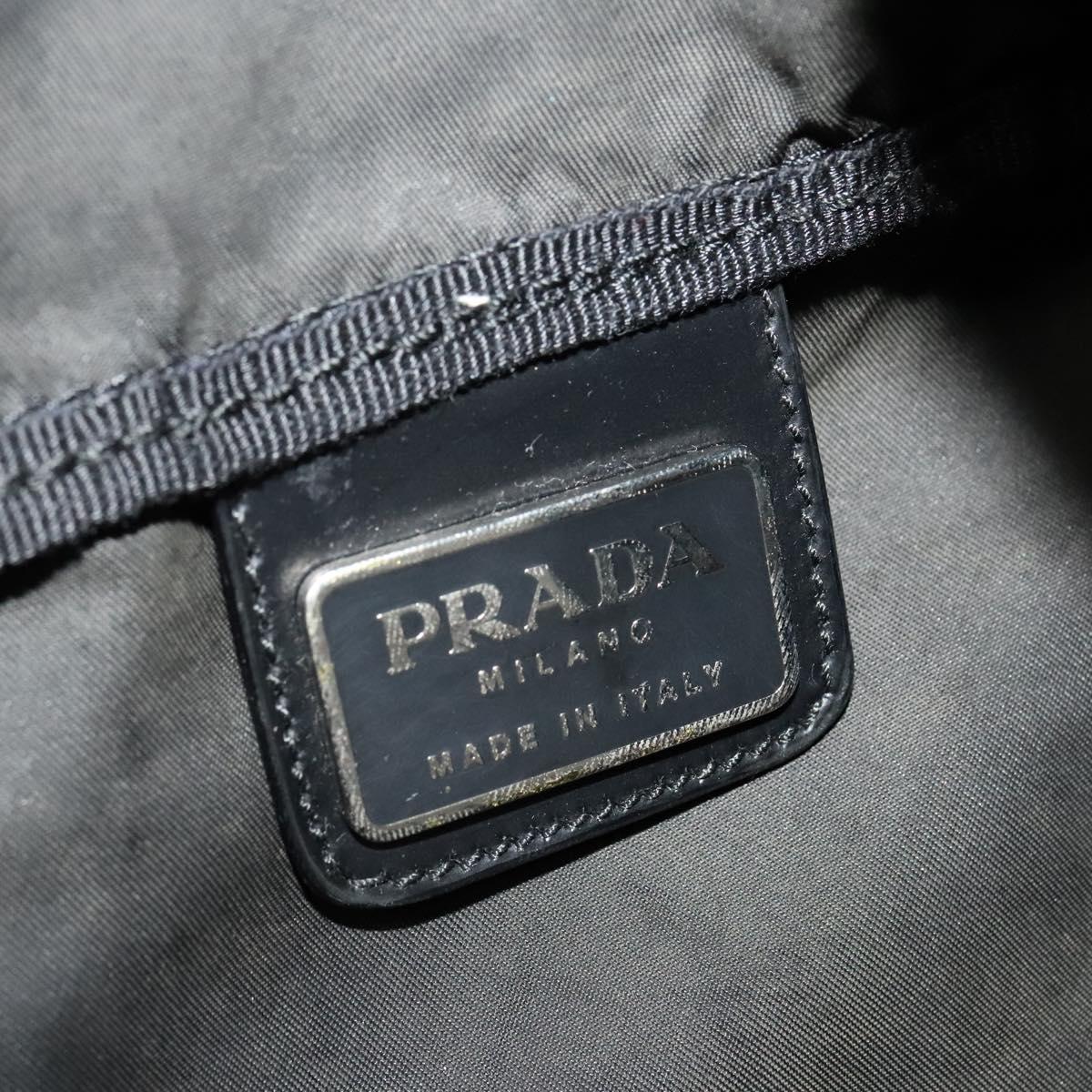 PRADA Boston Bag Nylon Black Silver Auth 137814