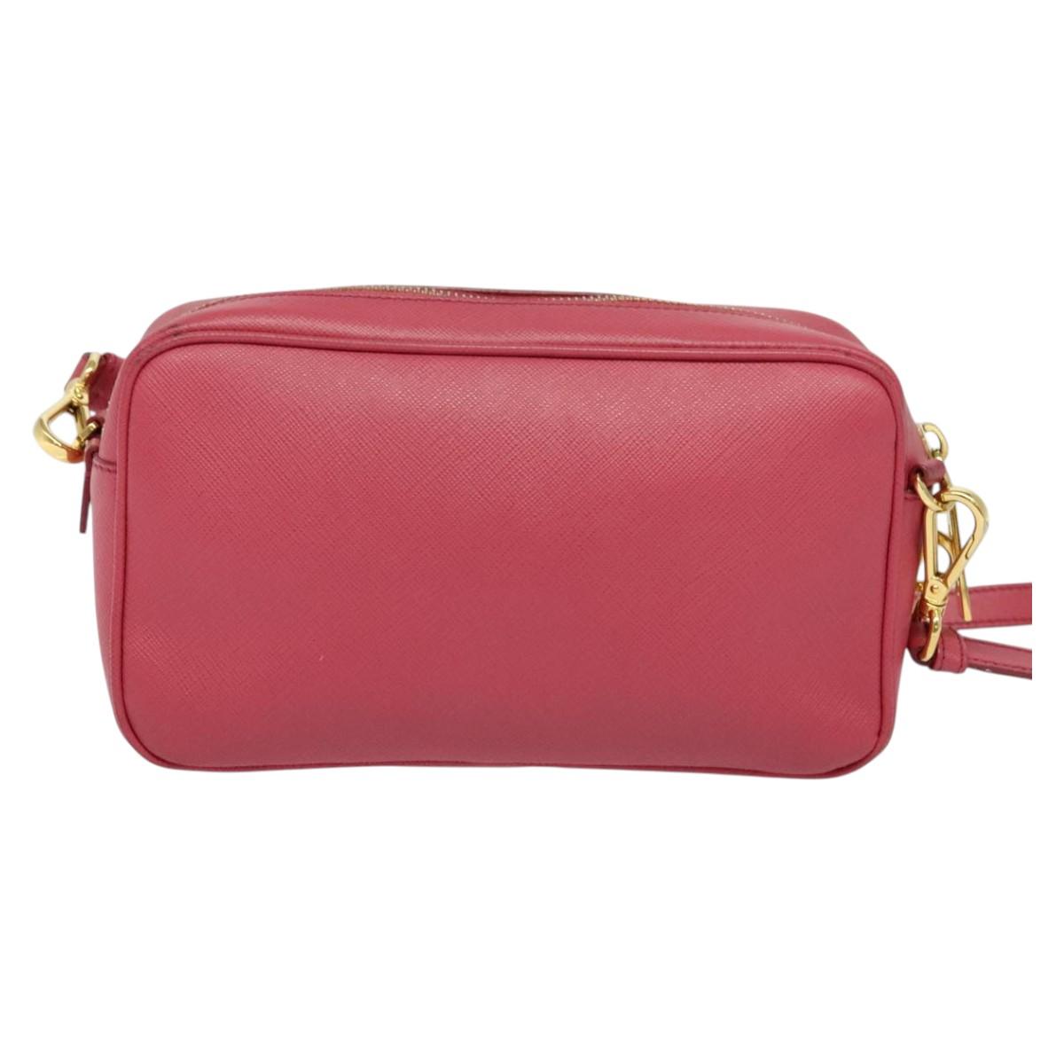 PRADA Shoulder Bag Safiano leather Pink Gold BT1010 Auth 137816