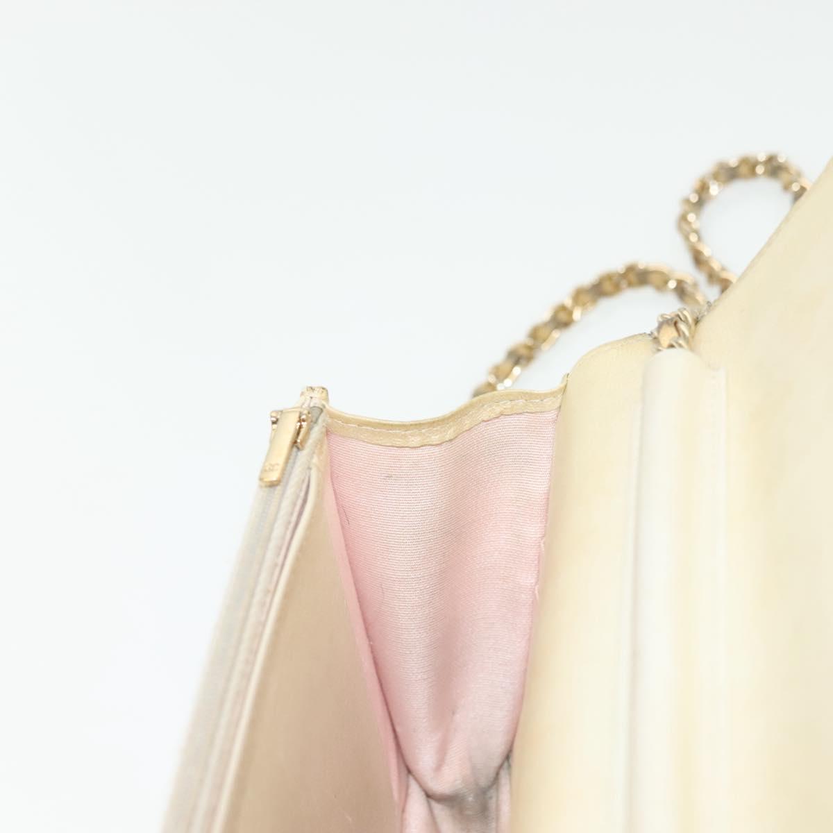 CHANEL Matelasse Chain Wallet Shoulder Bag Lamb Skin Gold Tone CC Auth 137823
