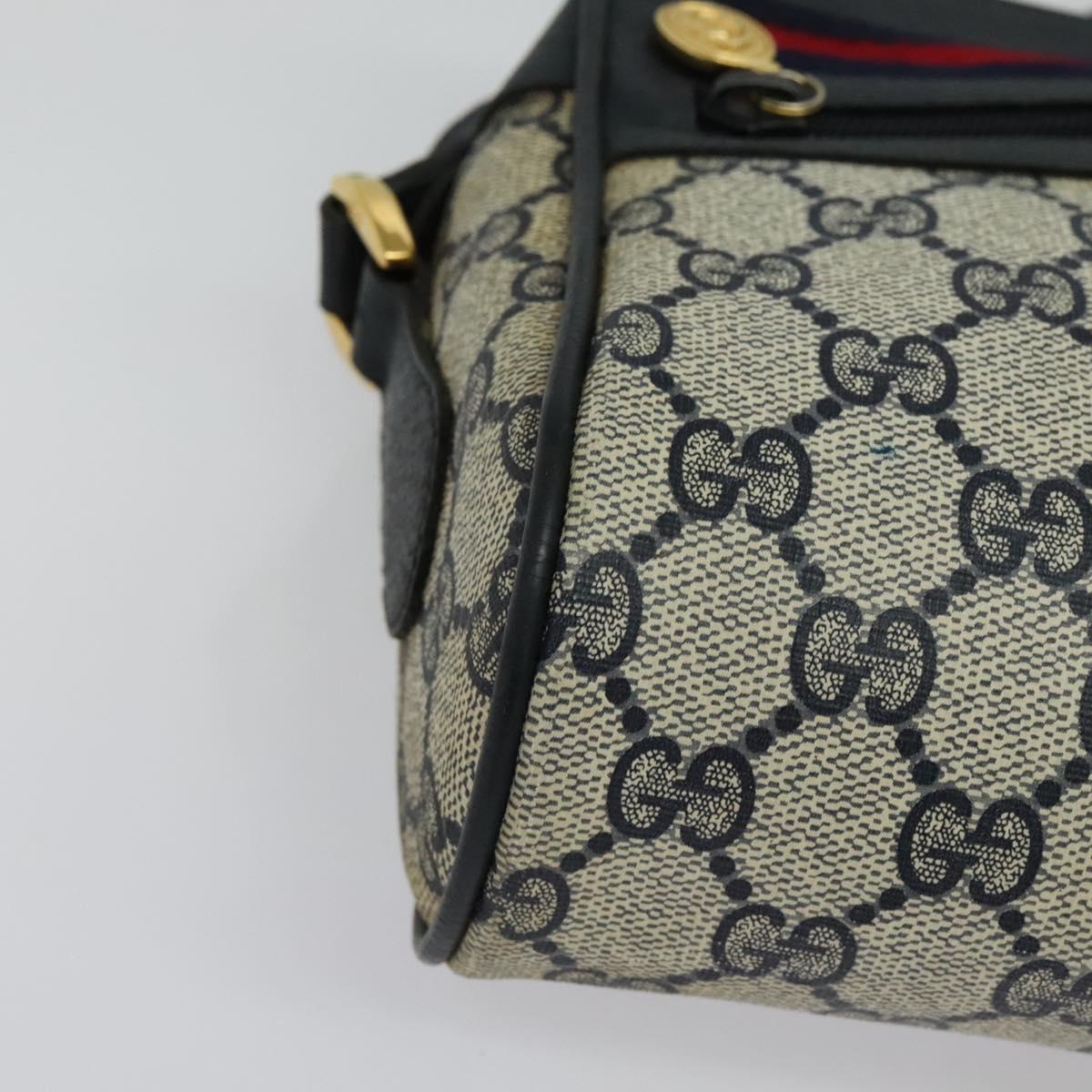GUCCI GG Supreme Sherry Line Shoulder Bag PVC Navy Gold 119 02 087 Auth 137826