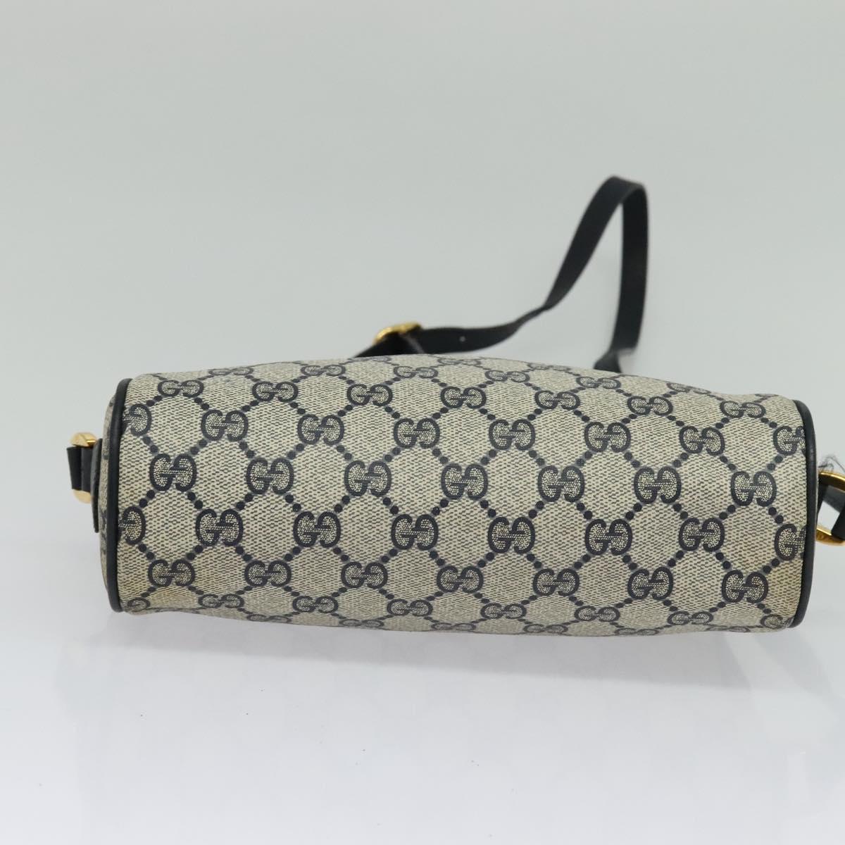 GUCCI GG Supreme Sherry Line Shoulder Bag PVC Navy Gold 119 02 087 Auth 137826