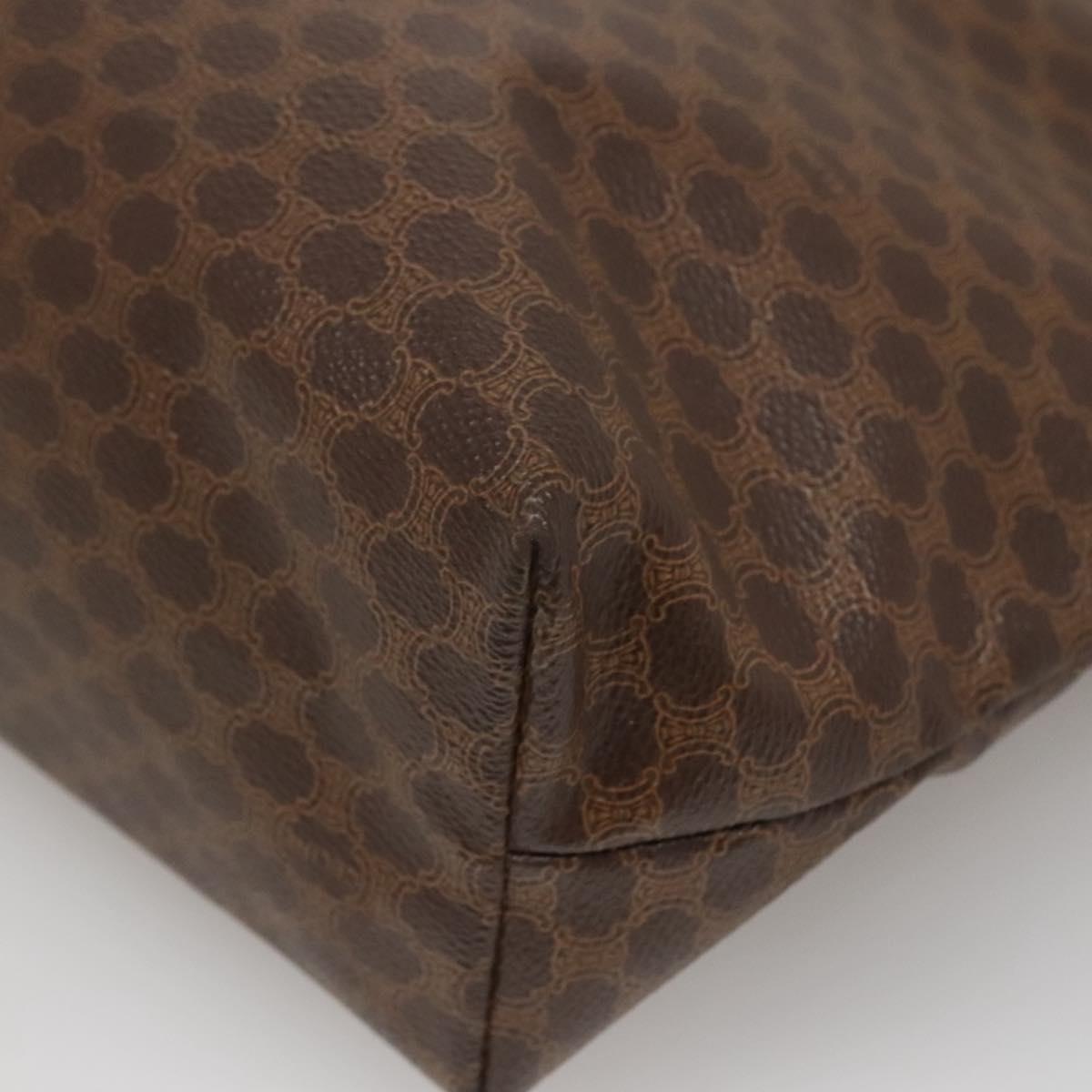 CELINE Macadam Canvas Tote Bag PVC Leather Brown Gold Auth 137828